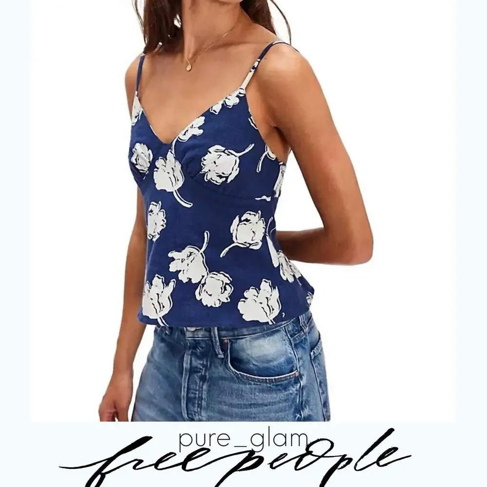 Free People floral top linen blend